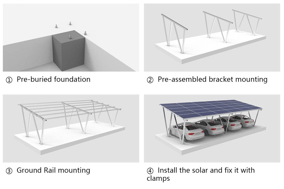 STO High Strength pv carport canopy Aluminum frame carport solar panel mounting frame solar carport mounting system